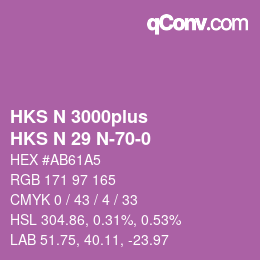 Color code: HKS N 3000plus - HKS N 29 N-70-0 | qconv.com