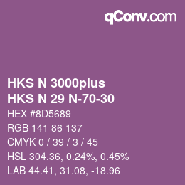 Farbcode: HKS N 3000plus - HKS N 29 N-70-30 | qconv.com