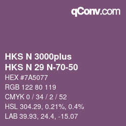 カラーコード: HKS N 3000plus - HKS N 29 N-70-50 | qconv.com