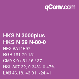 Color code: HKS N 3000plus - HKS N 29 N-80-0 | qconv.com