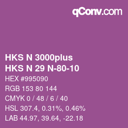 Color code: HKS N 3000plus - HKS N 29 N-80-10 | qconv.com