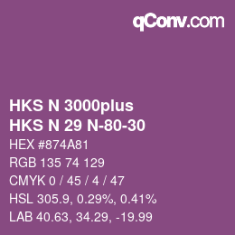 カラーコード: HKS N 3000plus - HKS N 29 N-80-30 | qconv.com