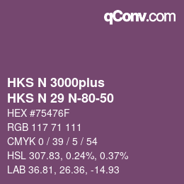 Color code: HKS N 3000plus - HKS N 29 N-80-50 | qconv.com