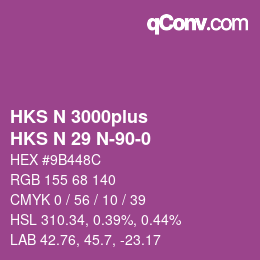 Color code: HKS N 3000plus - HKS N 29 N-90-0 | qconv.com