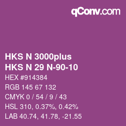 Color code: HKS N 3000plus - HKS N 29 N-90-10 | qconv.com