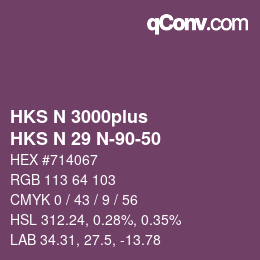 Color code: HKS N 3000plus - HKS N 29 N-90-50 | qconv.com