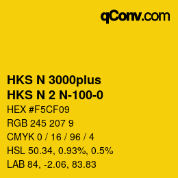 Code couleur: HKS N 3000plus - HKS N 2 N-100-0 | qconv.com