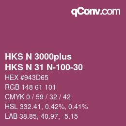 Color code: HKS N 3000plus - HKS N 31 N-100-30 | qconv.com