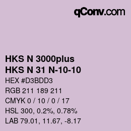 Color code: HKS N 3000plus - HKS N 31 N-10-10 | qconv.com