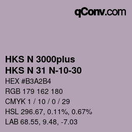 Código de color: HKS N 3000plus - HKS N 31 N-10-30 | qconv.com