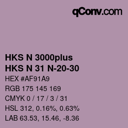 Código de color: HKS N 3000plus - HKS N 31 N-20-30 | qconv.com