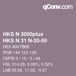 Color code: HKS N 3000plus - HKS N 31 N-20-50 | qconv.com