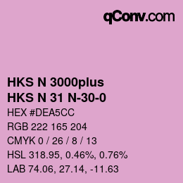 Color code: HKS N 3000plus - HKS N 31 N-30-0 | qconv.com