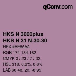 Farbcode: HKS N 3000plus - HKS N 31 N-30-30 | qconv.com