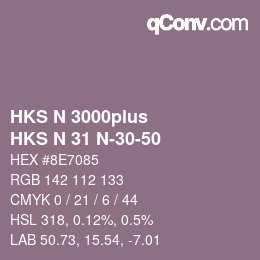 Color code: HKS N 3000plus - HKS N 31 N-30-50 | qconv.com