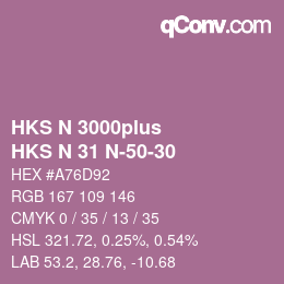 Code couleur: HKS N 3000plus - HKS N 31 N-50-30 | qconv.com