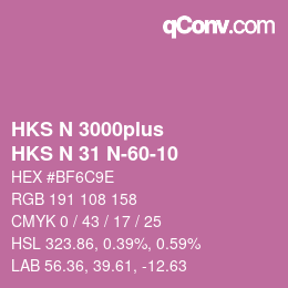 Color code: HKS N 3000plus - HKS N 31 N-60-10 | qconv.com