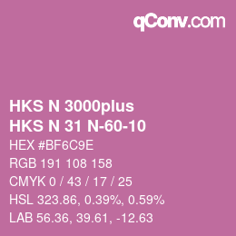 Farbcode: HKS N 3000plus - HKS N 31 N-60-10 | qconv.com