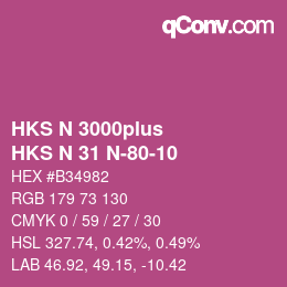 Color code: HKS N 3000plus - HKS N 31 N-80-10 | qconv.com