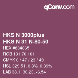 Color code: HKS N 3000plus - HKS N 31 N-80-50 | qconv.com