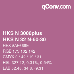 Código de color: HKS N 3000plus - HKS N 32 N-60-30 | qconv.com