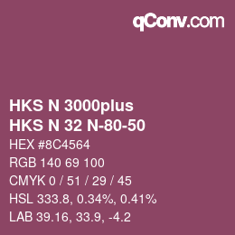 Farbcode: HKS N 3000plus - HKS N 32 N-80-50 | qconv.com