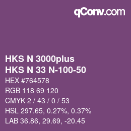 Color code: HKS N 3000plus - HKS N 33 N-100-50 | qconv.com