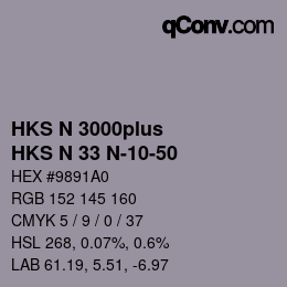 Código de color: HKS N 3000plus - HKS N 33 N-10-50 | qconv.com