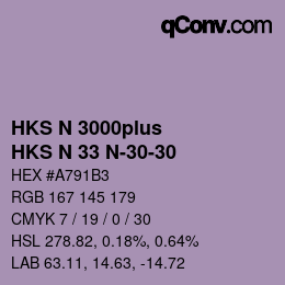 Color code: HKS N 3000plus - HKS N 33 N-30-30 | qconv.com