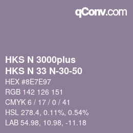 Color code: HKS N 3000plus - HKS N 33 N-30-50 | qconv.com