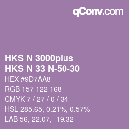 Farbcode: HKS N 3000plus - HKS N 33 N-50-30 | qconv.com