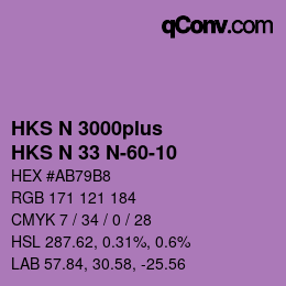 Color code: HKS N 3000plus - HKS N 33 N-60-10 | qconv.com