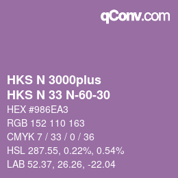 Color code: HKS N 3000plus - HKS N 33 N-60-30 | qconv.com