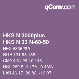 Color code: HKS N 3000plus - HKS N 33 N-60-50 | qconv.com