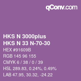 Color code: HKS N 3000plus - HKS N 33 N-70-30 | qconv.com