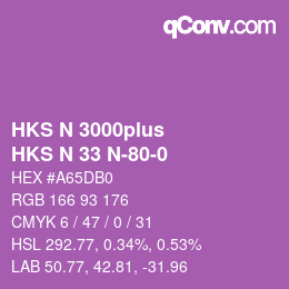 Color code: HKS N 3000plus - HKS N 33 N-80-0 | qconv.com