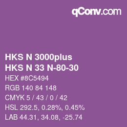 カラーコード: HKS N 3000plus - HKS N 33 N-80-30 | qconv.com