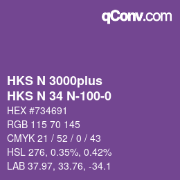 Farbcode: HKS N 3000plus - HKS N 34 N-100-0 | qconv.com