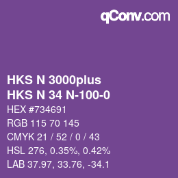 Color code: HKS N 3000plus - HKS N 34 N-100-0 | qconv.com
