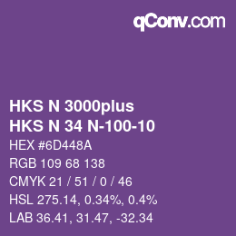 Color code: HKS N 3000plus - HKS N 34 N-100-10 | qconv.com