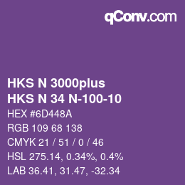 Código de color: HKS N 3000plus - HKS N 34 N-100-10 | qconv.com