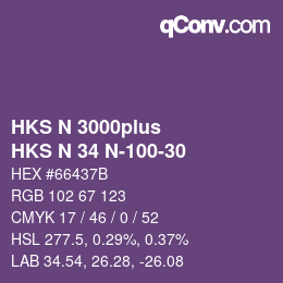 カラーコード: HKS N 3000plus - HKS N 34 N-100-30 | qconv.com