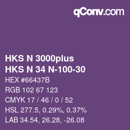 Color code: HKS N 3000plus - HKS N 34 N-100-30 | qconv.com