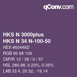 Color code: HKS N 3000plus - HKS N 34 N-100-50 | qconv.com