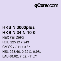 Color code: HKS N 3000plus - HKS N 34 N-10-0 | qconv.com