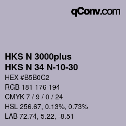 Code couleur: HKS N 3000plus - HKS N 34 N-10-30 | qconv.com