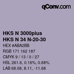 Color code: HKS N 3000plus - HKS N 34 N-20-30 | qconv.com