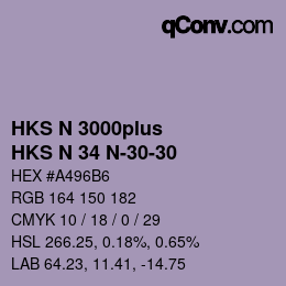 Color code: HKS N 3000plus - HKS N 34 N-30-30 | qconv.com