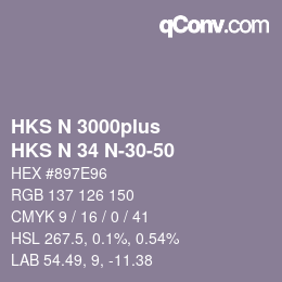 Código de color: HKS N 3000plus - HKS N 34 N-30-50 | qconv.com