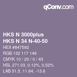 颜色代码: HKS N 3000plus - HKS N 34 N-40-50 | qconv.com